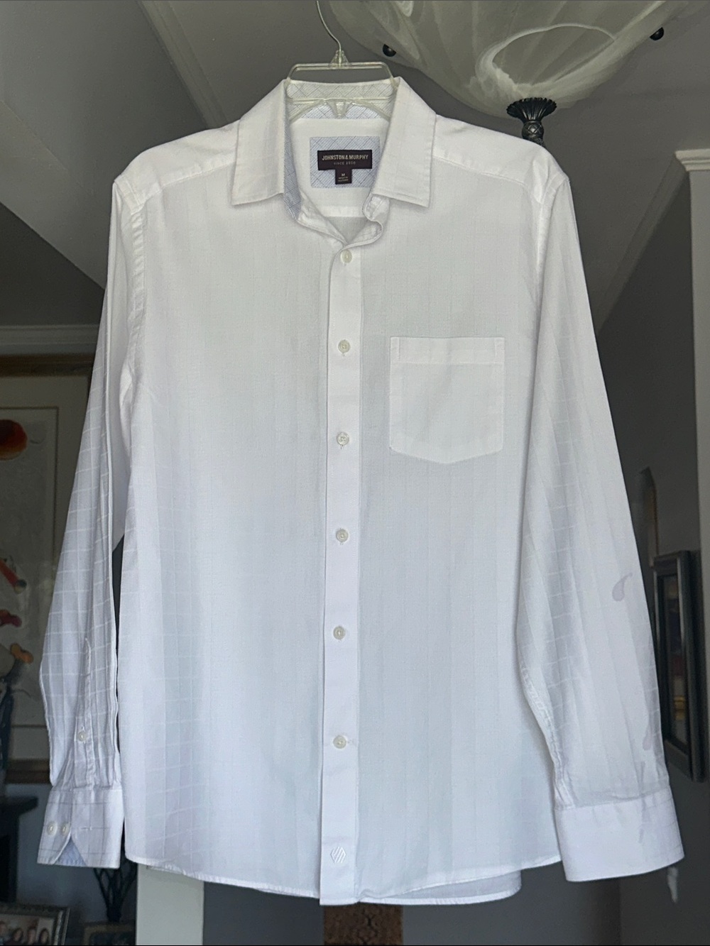 Johnston & Murphy Men's White Long-Sleeve Dress Shirt Sz M